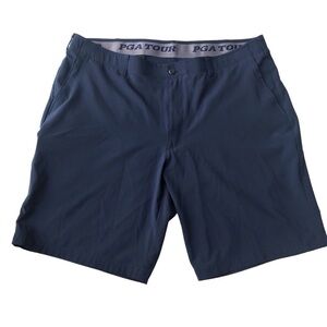 PGA TOUR navy flat front size 40 golf shorts front‎ & back pockets side p…